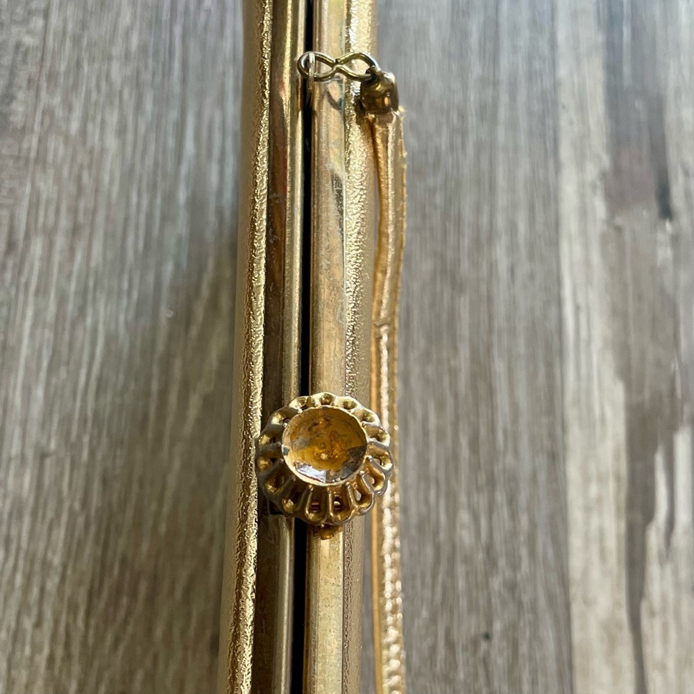 Vintage Gold Foil Metallic Snap Lock Mini Bag Purse - Picture 12 of 16